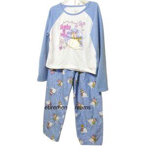 Girls 2 pc Pajama SET XS 4 5  PJs Blue SNOWMAN Snow Globe Christmas Holiday NEW